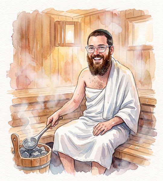 Leon in the sauna
