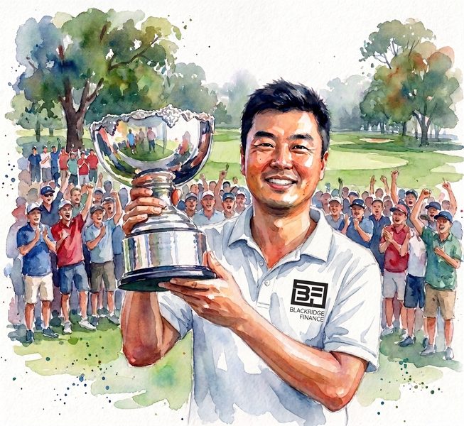 Michael with the golf trophy