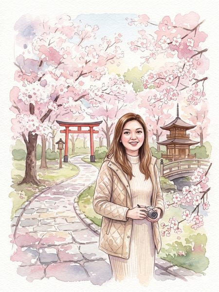 Ninna among cherry blossoms
